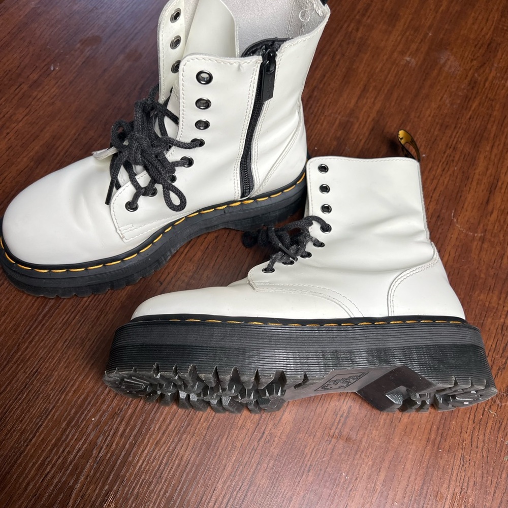 Dr. Martens White Platform Leather Women's Boots - Picture 4 of 9